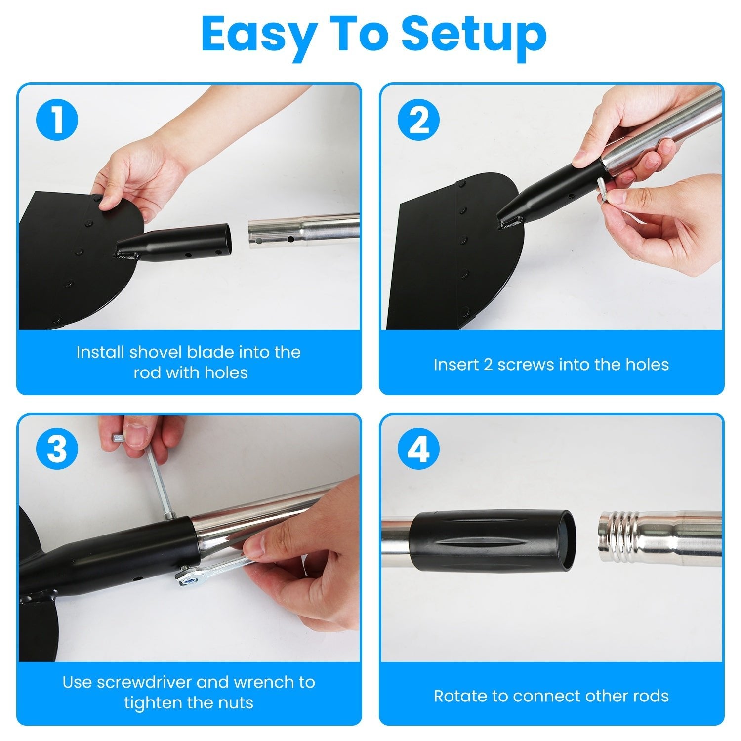 1Pc 53In Flat Snow Shovel Ice Scraper Manganese Steel Snow Ice Chopper For Walkway Pathway Driveway Ice Removal Gardening Cleaning Scraper Shovel For Weeding Lawn Edging - Vendlett