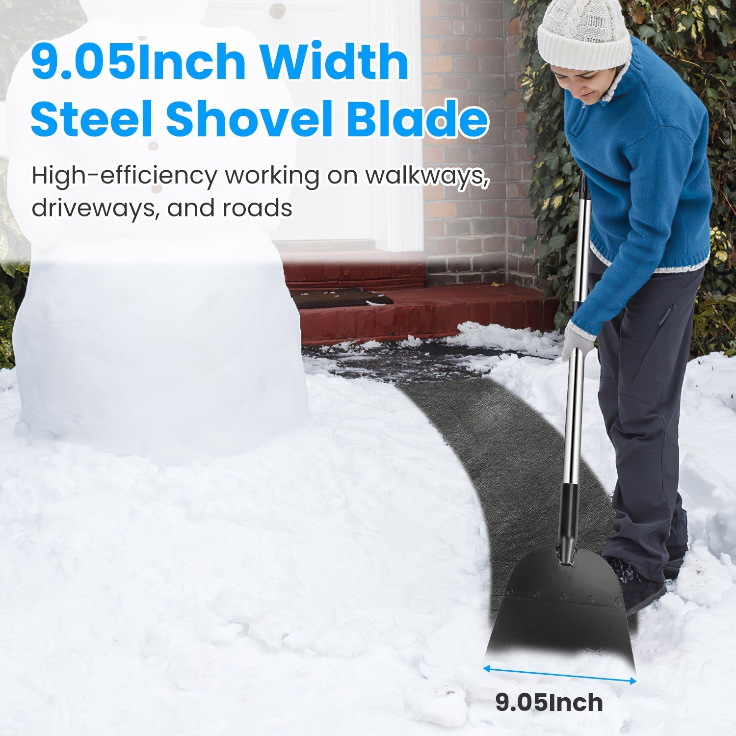 1Pc 53In Flat Snow Shovel Ice Scraper Manganese Steel Snow Ice Chopper For Walkway Pathway Driveway Ice Removal Gardening Cleaning Scraper Shovel For Weeding Lawn Edging - Vendlett