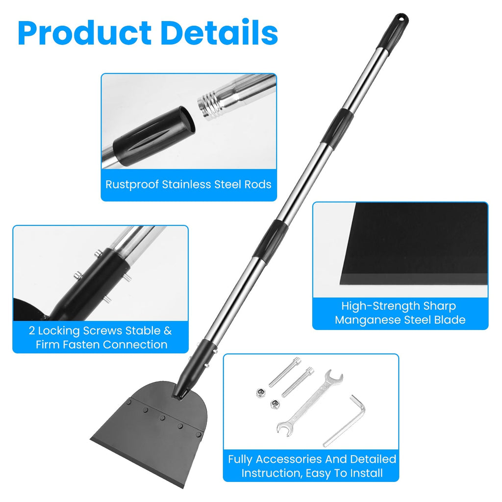1Pc 53In Flat Snow Shovel Ice Scraper Manganese Steel Snow Ice Chopper For Walkway Pathway Driveway Ice Removal Gardening Cleaning Scraper Shovel For Weeding Lawn Edging - Vendlett