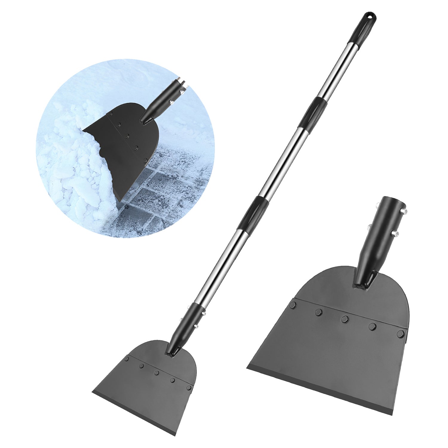 1Pc 53In Flat Snow Shovel Ice Scraper Manganese Steel Snow Ice Chopper For Walkway Pathway Driveway Ice Removal Gardening Cleaning Scraper Shovel For Weeding Lawn Edging - Vendlett