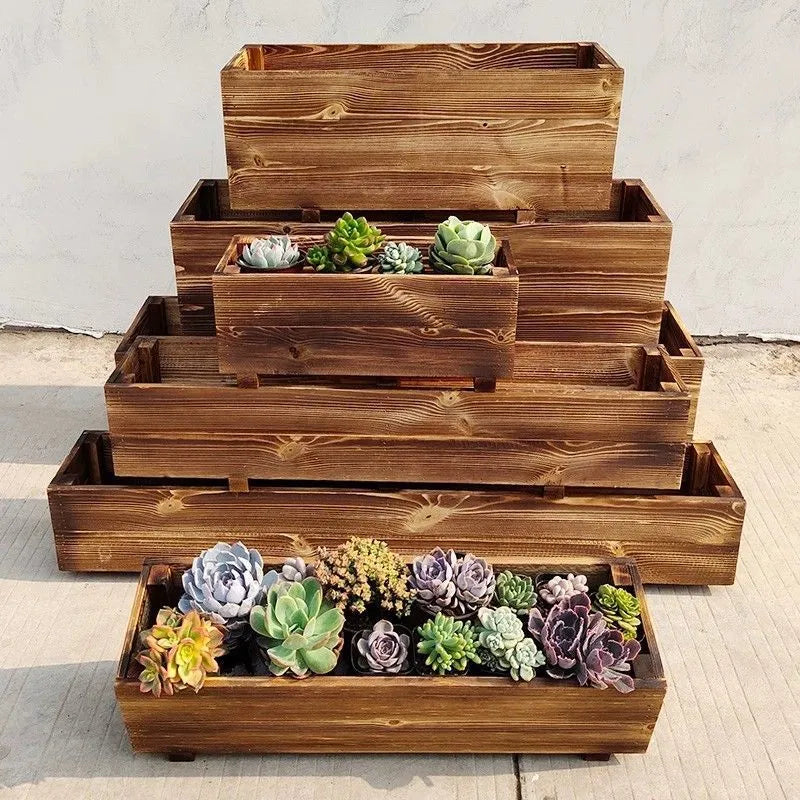 Antiseptic Preservative Wood Pots Outdoor Planting - Vendlett